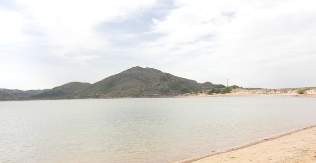 Lake Altus-Lugert with Quartz Mountain red granite peaks rising from the water in southwestern Oklahoma
