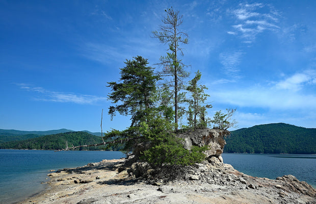 Lake Jocassee open water with Blue Ridge foothills, Devils Fork State Park, South Carolina paddleboarding