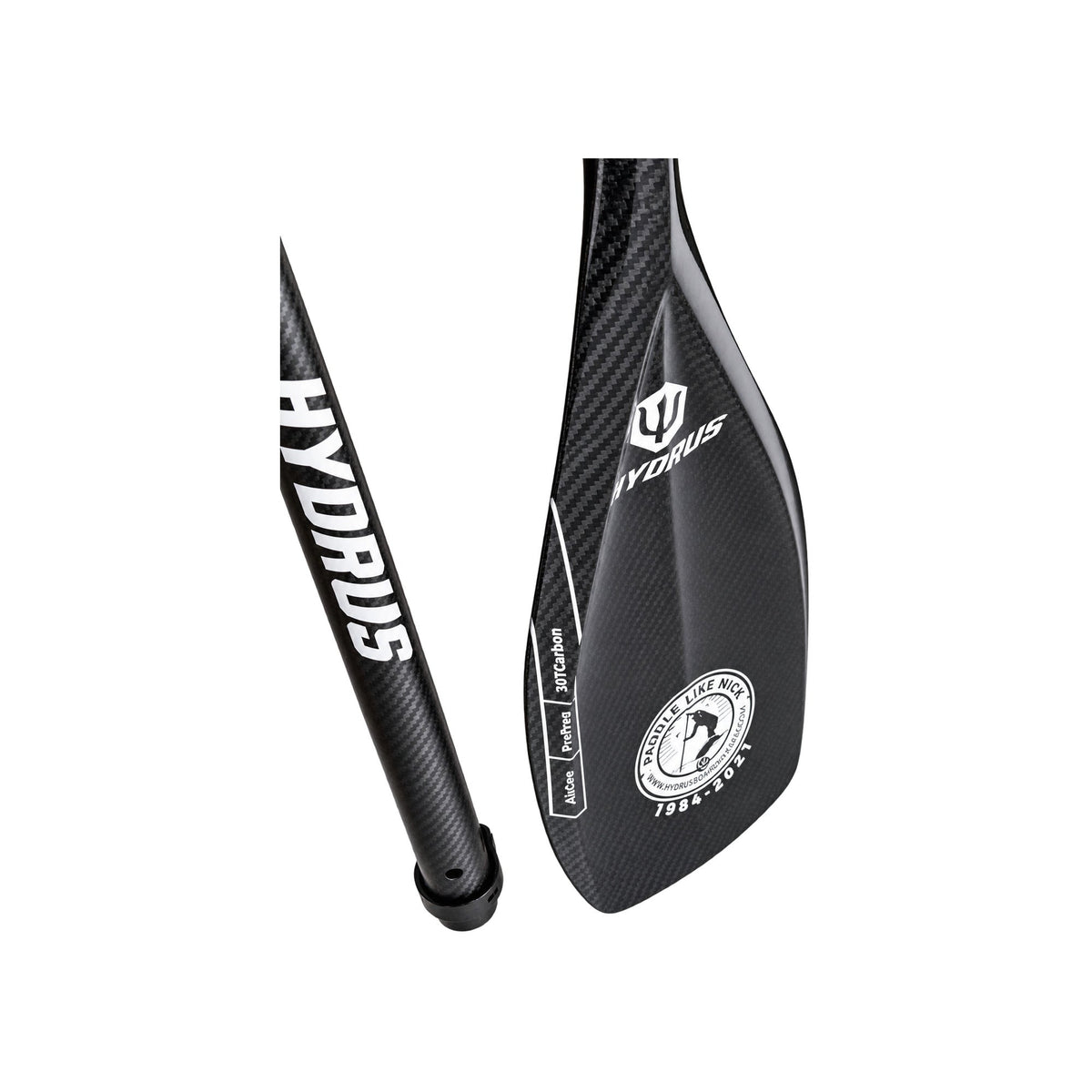 Carbon weave blade detail on the Hydrus Ruckus Travel 3-Piece SUP paddle