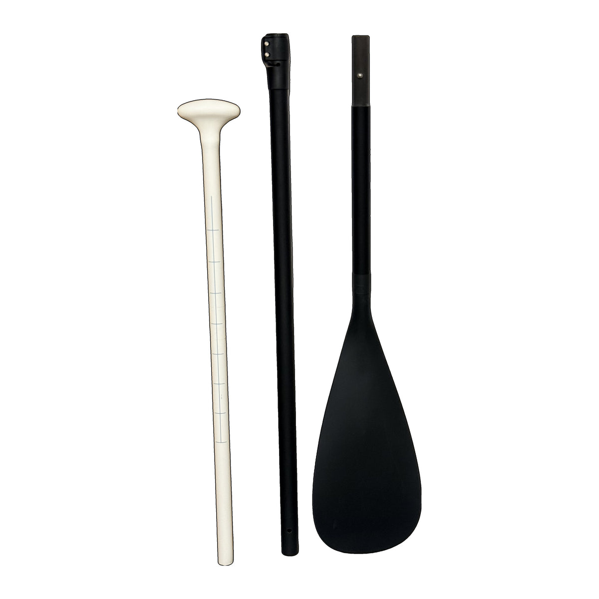 The Everyday Paddle broken into its three pieces: handle section, shaft, and nylon polymer blade.