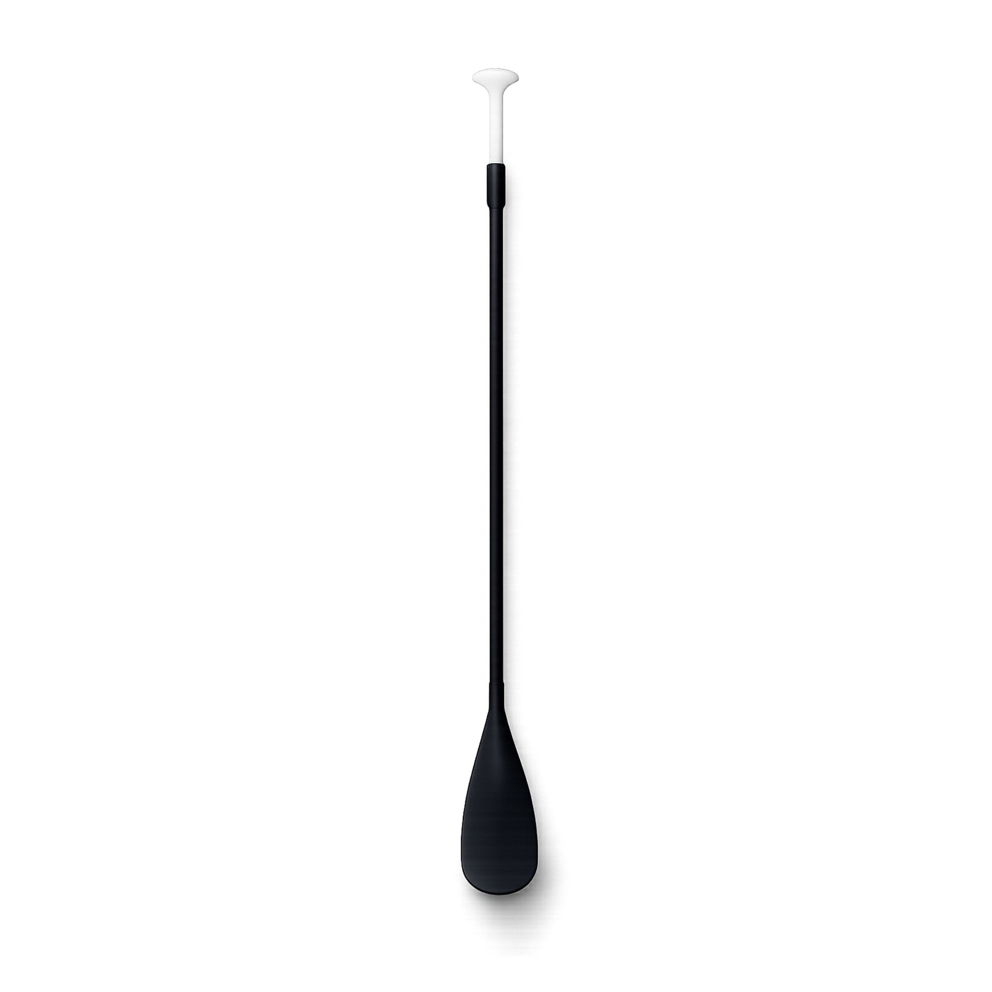 The Everyday Paddle by Hydrus, full view. White fiberglass T-grip handle, adjustment collar, carbon-fiberglass shaft, and fiber-reinforced nylon blade.